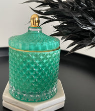 Load image into Gallery viewer, Royal Teal Medium Geo 300ml Soy Candle
