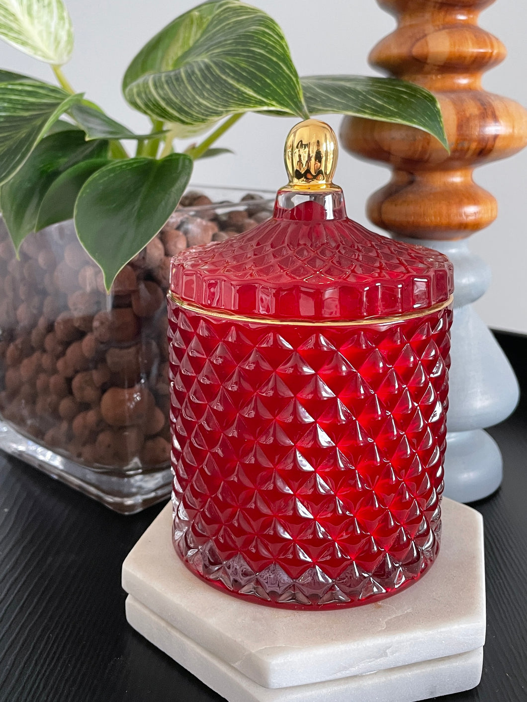 Royal Red Medium Geo 300ml Soy Candle