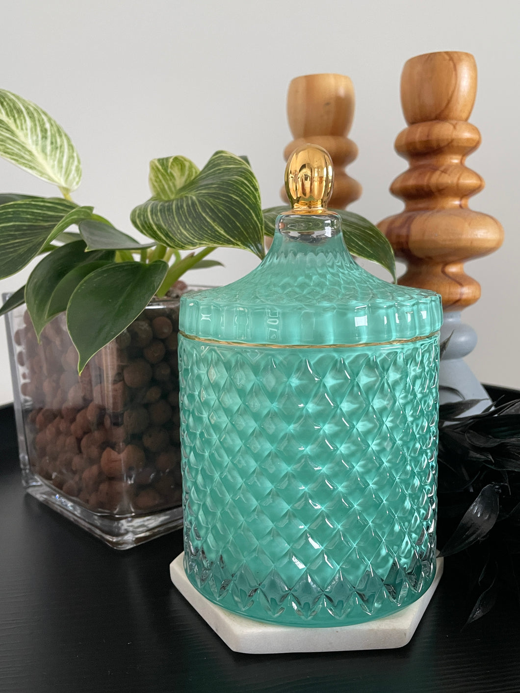 Royal Teal Large Geo 500ml Soy Candle